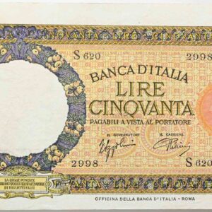 Banca d'Italia Cinquanta Lire anno