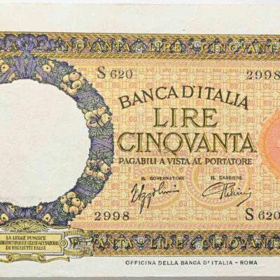 Banca d'Italia Cinquanta Lire anno