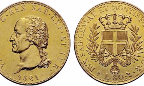 REGNO DI SARDEGNA - Vittorio Emanuele I, 1802-1821. - 80 Lire 1821 Torino