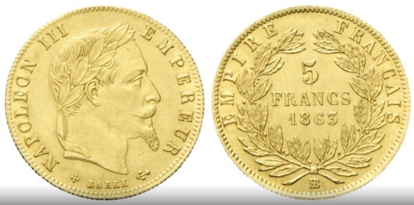 Image_prova11 FRANCIA - Napoleone III Imperatore, 1852-1870. - 5 Franchi 1863